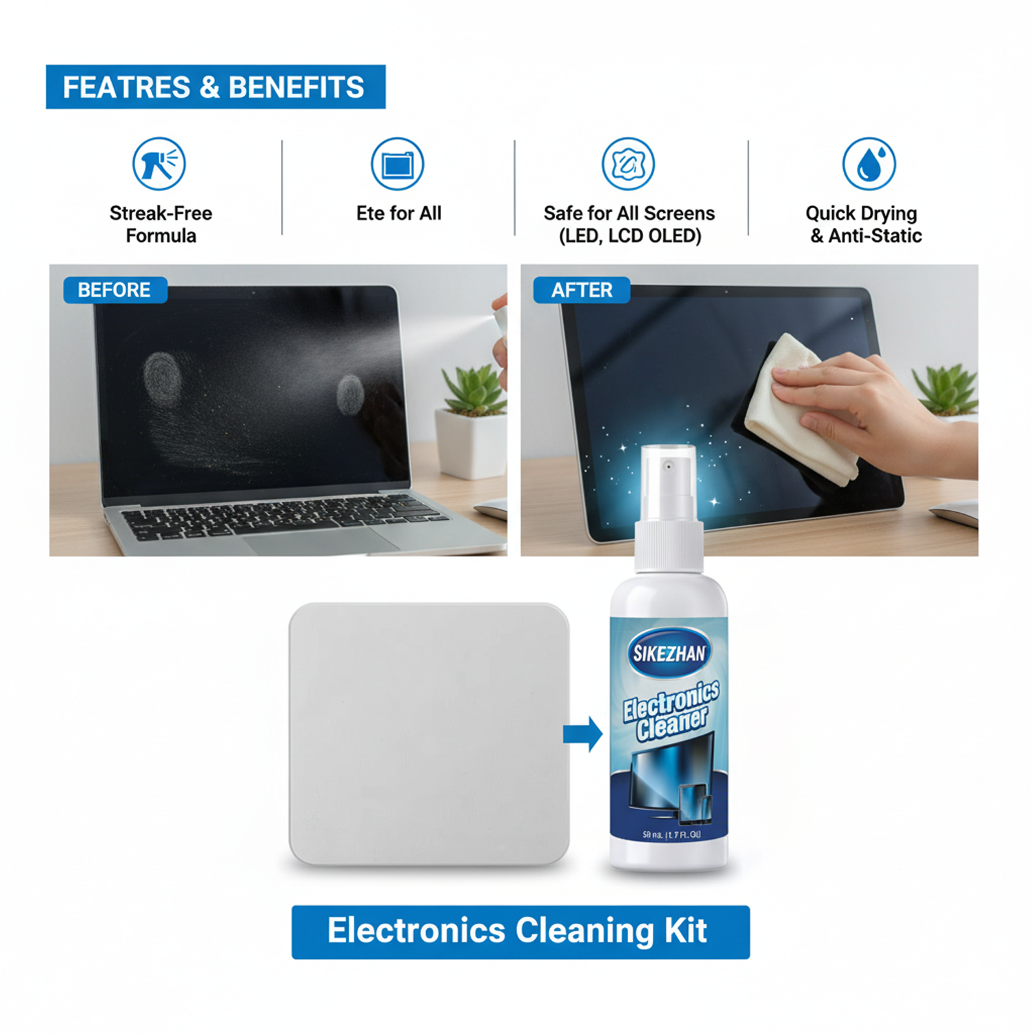 Screen Cleaner Spray & Microfi - Screen Cleaning Kit ulasan dan harga